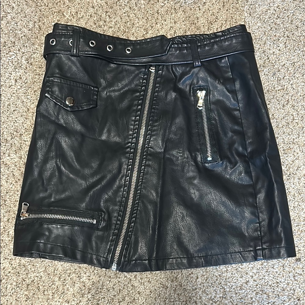 Leibl ‘38 Black Punk Faux Leather Mini Skirt